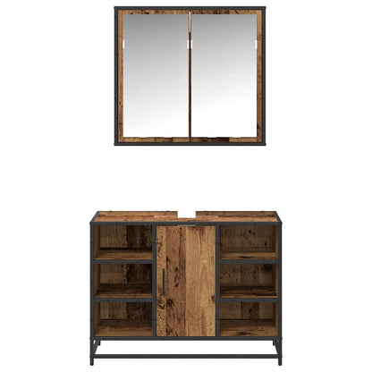 vidaXL Badezimmermöbel-Set mit Regal 2 pcs Altholz Holzwerkstoff