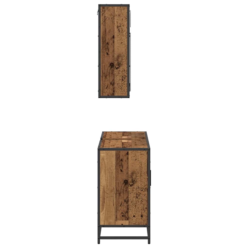 vidaXL Badezimmermöbel-Set mit Regal 2 pcs Altholz Holzwerkstoff