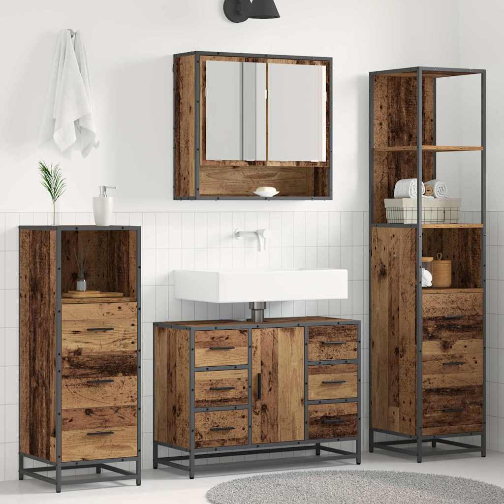 vidaXL Badezimmermöbel Set 4 pcs Altholz 80 x 33 x 60 cm Holzwerkstoff