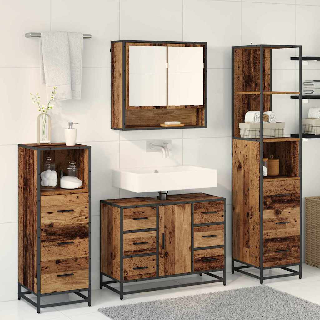 vidaXL Badezimmermöbel Set 4 pcs Altholz 80 x 33 x 60 cm Holzwerkstoff