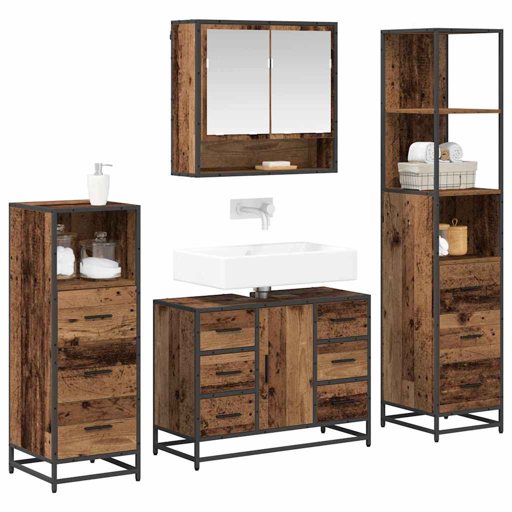 vidaXL Badezimmermöbel Set 4 pcs Altholz 80 x 33 x 60 cm Holzwerkstoff