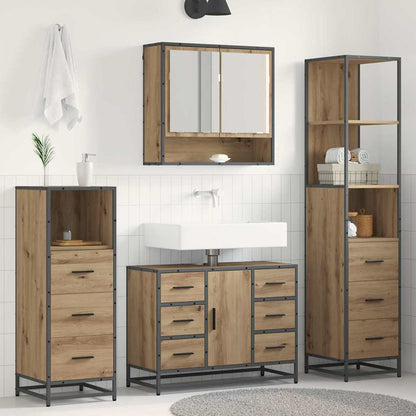 vidaXL Badezimmermöbel Set mit Tür 4 pcs Artisan-Eiche 80 x 33 x 60 cm