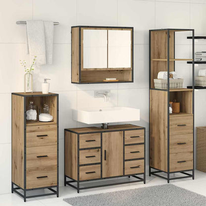 vidaXL Badezimmermöbel Set mit Tür 4 pcs Artisan-Eiche 80 x 33 x 60 cm
