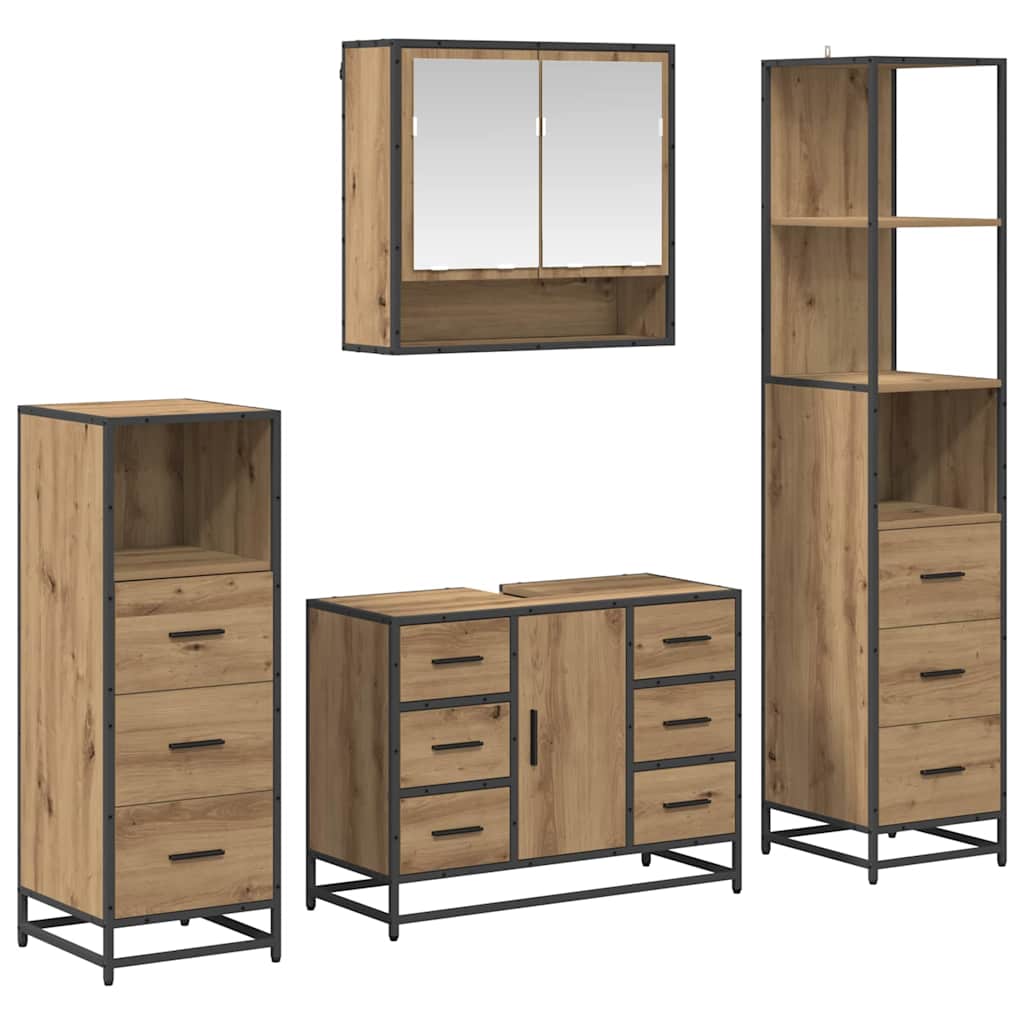 vidaXL Badezimmermöbel Set mit Tür 4 pcs Artisan-Eiche 80 x 33 x 60 cm