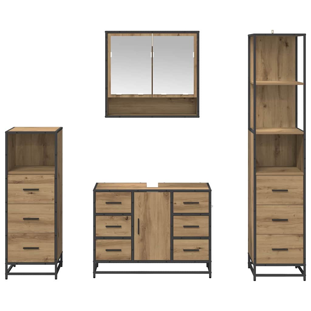 vidaXL Badezimmermöbel Set mit Tür 4 pcs Artisan-Eiche 80 x 33 x 60 cm
