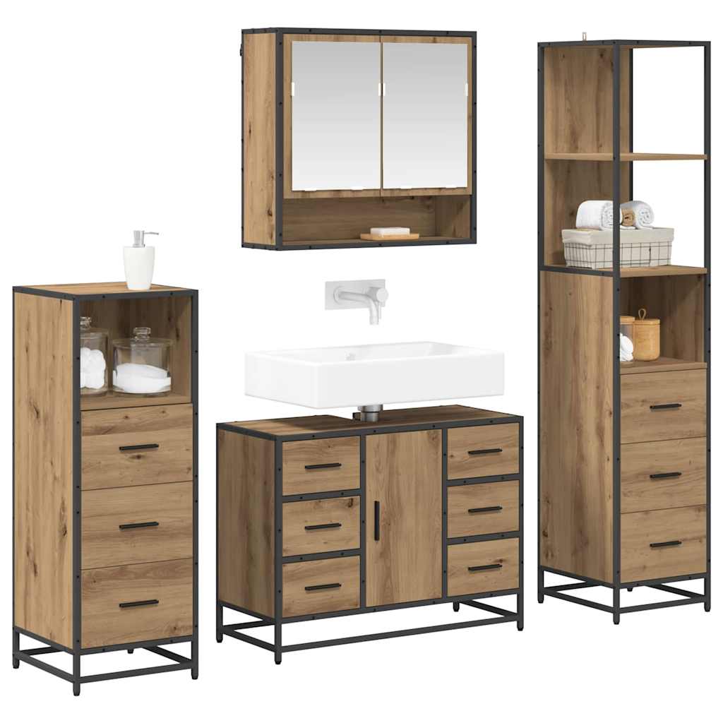 vidaXL Badezimmermöbel Set mit Tür 4 pcs Artisan-Eiche 80 x 33 x 60 cm