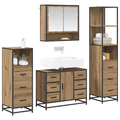 vidaXL Badezimmermöbel Set mit Tür 4 pcs Artisan-Eiche 80 x 33 x 60 cm