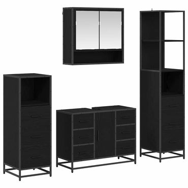 vidaXL Badezimmermöbel-Set 4 pcs Schwarz Eichen-Optik Holzwerkstoff