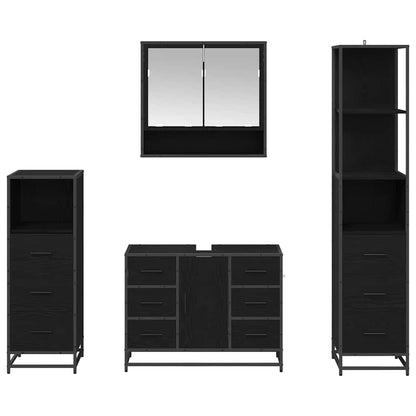 vidaXL Badezimmermöbel-Set 4 pcs Schwarz Eichen-Optik Holzwerkstoff
