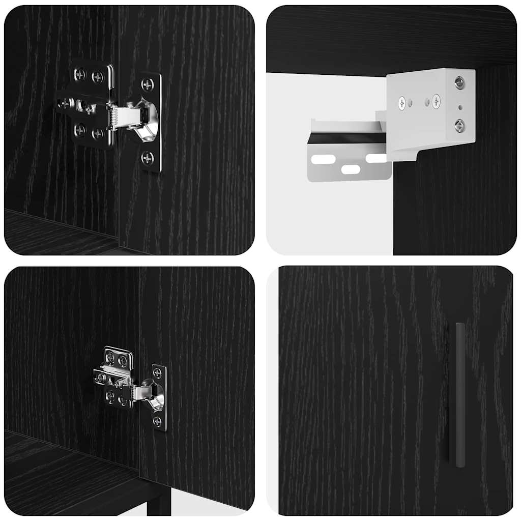 vidaXL Badezimmermöbel-Set 3 pcs Schwarz Eichen-Optik Holzwerkstoff