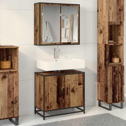 vidaXL Badezimmermöbel-Set mit Regal 2 pcs Altholz Holzwerkstoff