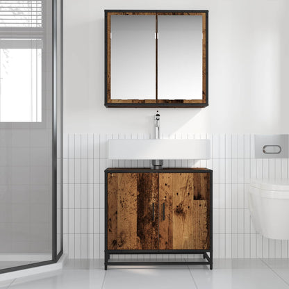 vidaXL Badezimmermöbel-Set mit Regal 2 pcs Altholz Holzwerkstoff