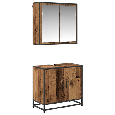 vidaXL Badezimmermöbel-Set mit Regal 2 pcs Altholz Holzwerkstoff