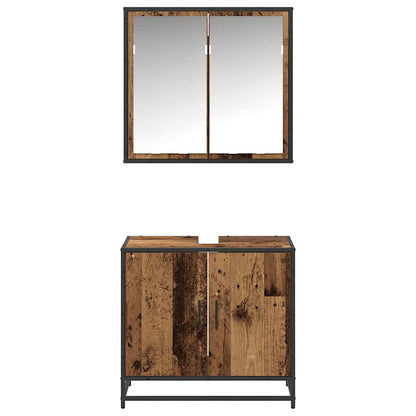 vidaXL Badezimmermöbel-Set mit Regal 2 pcs Altholz Holzwerkstoff