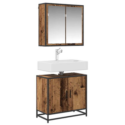 vidaXL Badezimmermöbel-Set mit Regal 2 pcs Altholz Holzwerkstoff