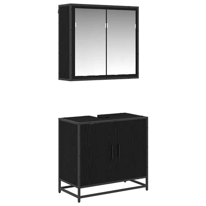 vidaXL Ensemble de meubles de salle de bain 2 pcs Noir aspect chêne Aggloméré