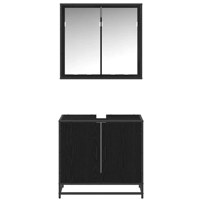 vidaXL Ensemble de meubles de salle de bain 2 pcs Noir aspect chêne Aggloméré