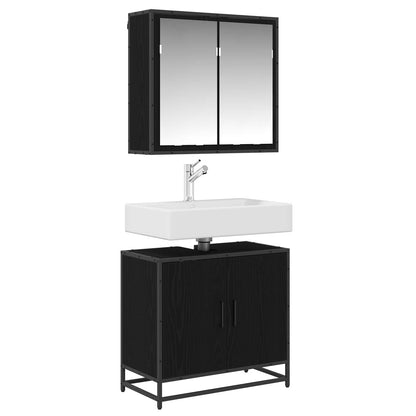 vidaXL Ensemble de meubles de salle de bain 2 pcs Noir aspect chêne Aggloméré