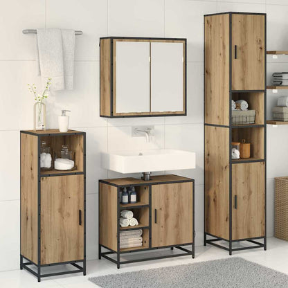 vidaXL Badezimmermöbel-Set mit Regal 4 pcs Artisan-Eiche Holzwerkstoff