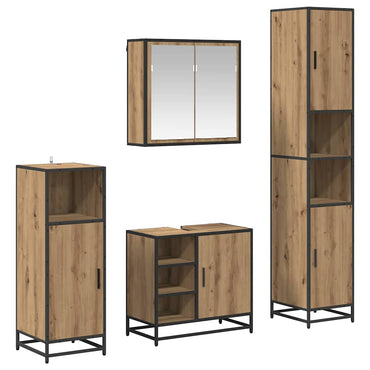 vidaXL Badezimmermöbel-Set mit Regal 4 pcs Artisan-Eiche Holzwerkstoff