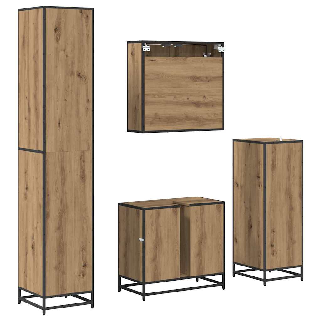 vidaXL Badezimmermöbel-Set mit Regal 4 pcs Artisan-Eiche Holzwerkstoff