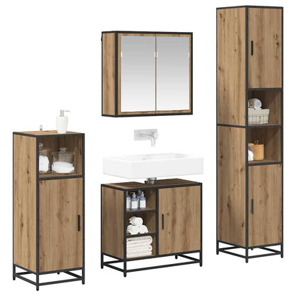 vidaXL Badezimmermöbel-Set mit Regal 4 pcs Artisan-Eiche Holzwerkstoff