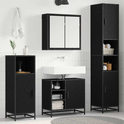 vidaXL Badezimmermöbel-Set 4 pcs Schwarz Eichen-Optik Holzwerkstoff