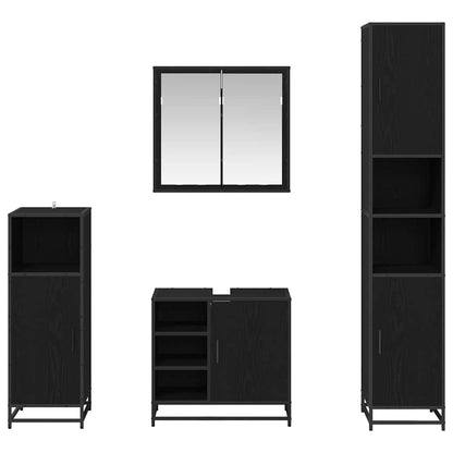 vidaXL Badezimmermöbel-Set 4 pcs Schwarz Eichen-Optik Holzwerkstoff