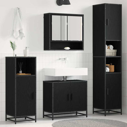 vidaXL Badezimmermöbel-Set 4 pcs Schwarz Eichen-Optik Holzwerkstoff