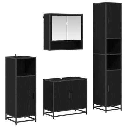 vidaXL Badezimmermöbel-Set 4 pcs Schwarz Eichen-Optik Holzwerkstoff