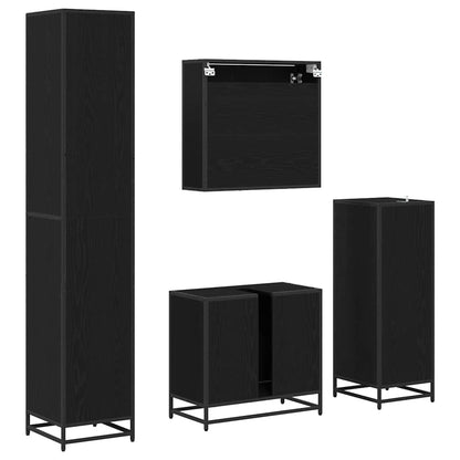 vidaXL Badezimmermöbel-Set 4 pcs Schwarz Eichen-Optik Holzwerkstoff