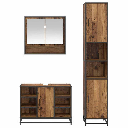 vidaXL Ensemble de meubles de salle de bain avec étagère 3 pcs Bois d'ingénierie en bois de récupération