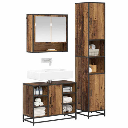 vidaXL Ensemble de meubles de salle de bain avec étagère 3 pcs Bois d'ingénierie en bois de récupération