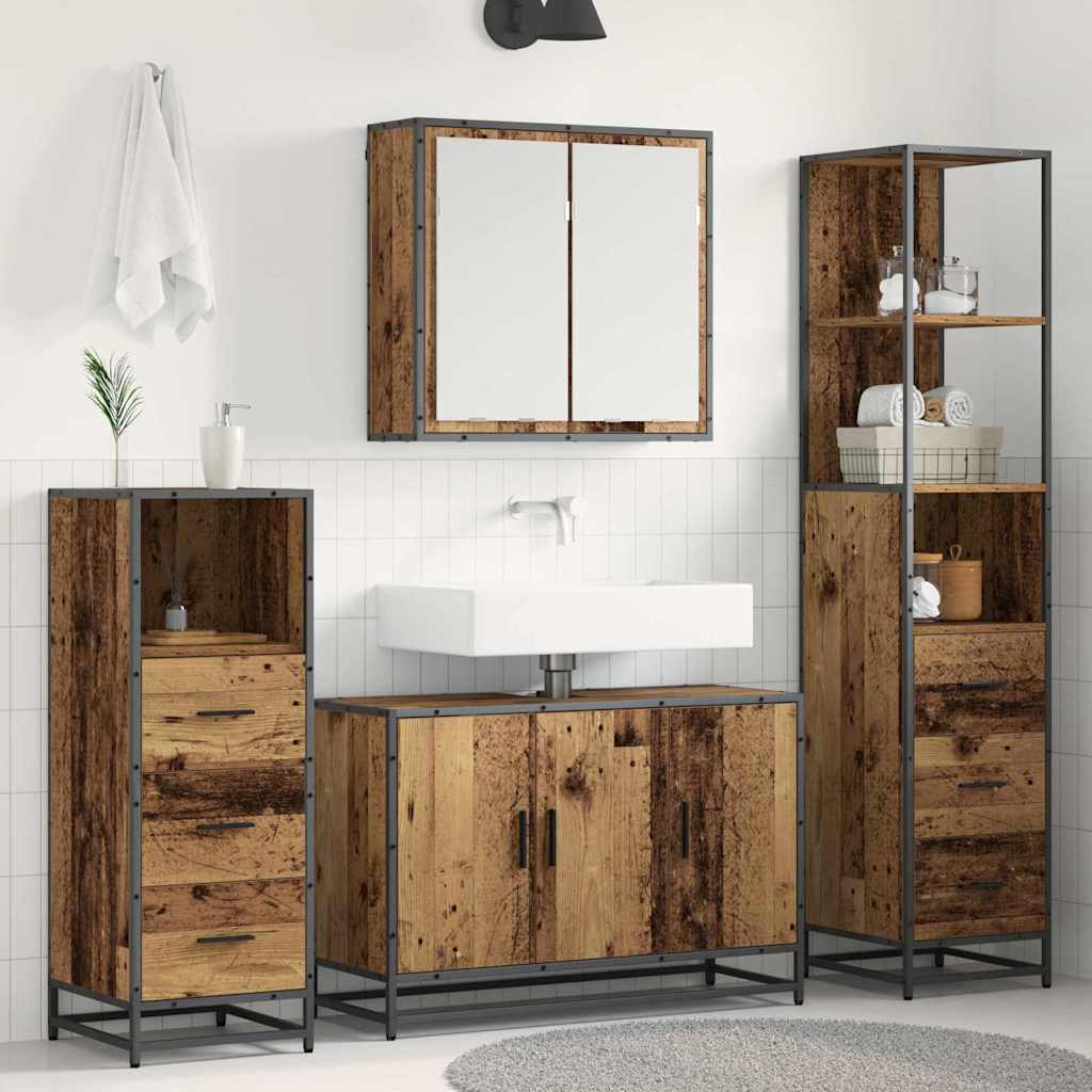 vidaXL Badezimmermöbel-Set mit Schubladen 4 pcs Altholz Holzwerkstoff