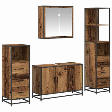 vidaXL Badezimmermöbel-Set mit Schubladen 4 pcs Altholz Holzwerkstoff