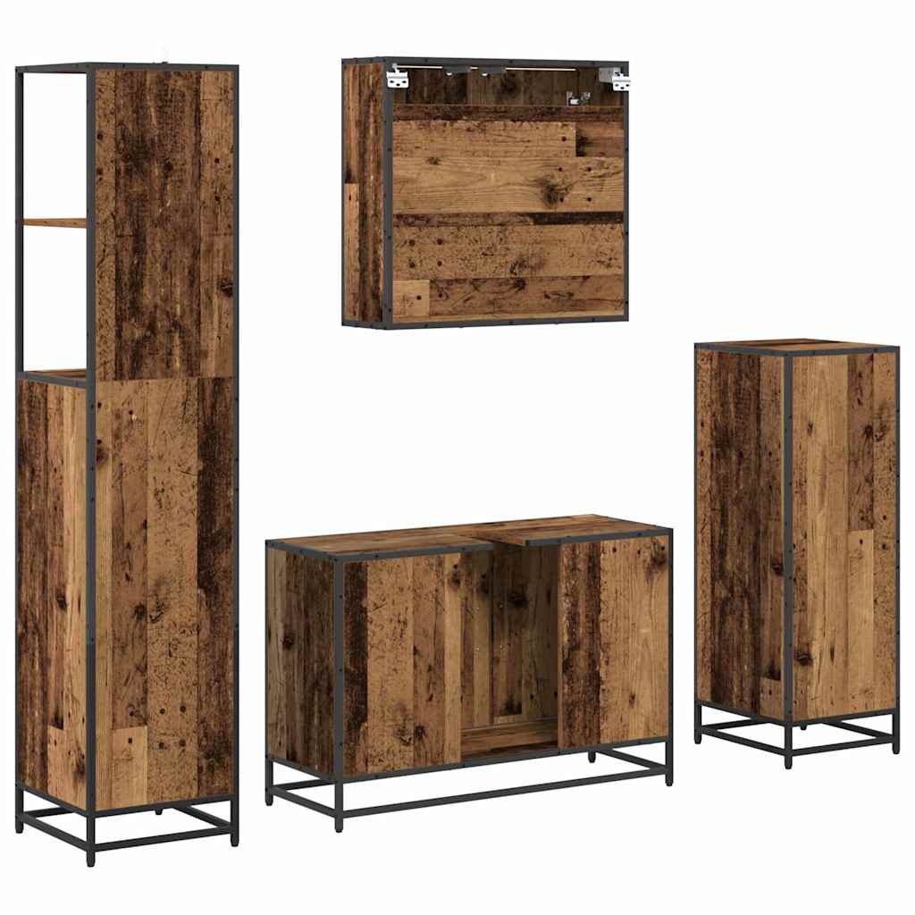 vidaXL Badezimmermöbel-Set mit Schubladen 4 pcs Altholz Holzwerkstoff