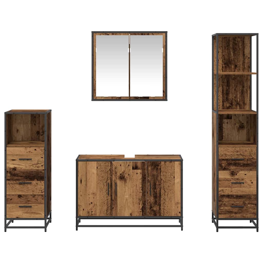 vidaXL Badezimmermöbel-Set mit Schubladen 4 pcs Altholz Holzwerkstoff
