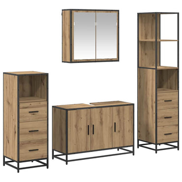 vidaXL Badezimmermöbel-Set mit Regal 4 pcs Artisan-Eiche Holzwerkstoff