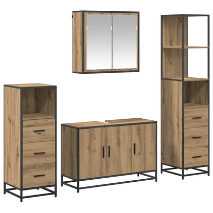 vidaXL Badezimmermöbel-Set mit Regal 4 pcs Artisan-Eiche Holzwerkstoff