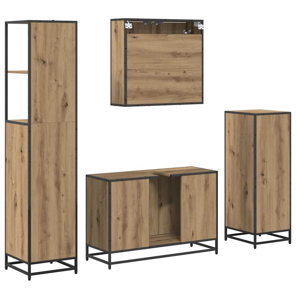 vidaXL Badezimmermöbel-Set mit Regal 4 pcs Artisan-Eiche Holzwerkstoff
