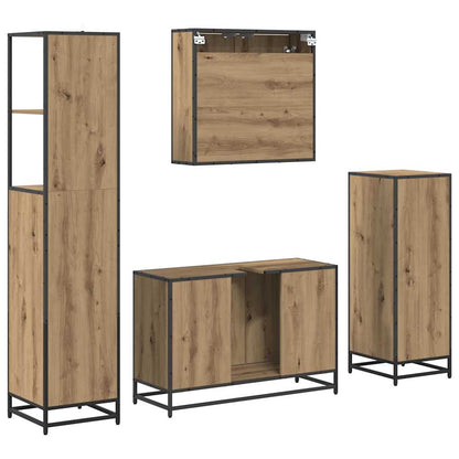 vidaXL Badezimmermöbel-Set mit Regal 4 pcs Artisan-Eiche Holzwerkstoff