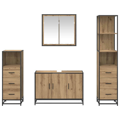 vidaXL Badezimmermöbel-Set mit Regal 4 pcs Artisan-Eiche Holzwerkstoff