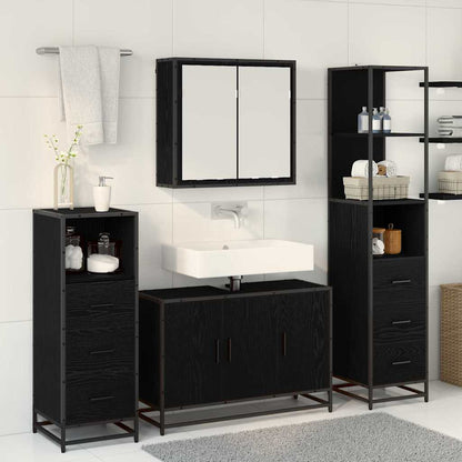 vidaXL Badezimmermöbel-Set 4 pcs Schwarz Eichen-Optik Holzwerkstoff