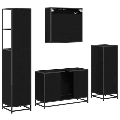 vidaXL Badezimmermöbel-Set 4 pcs Schwarz Eichen-Optik Holzwerkstoff