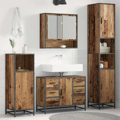 vidaXL Badezimmermöbel Set mit Tür 3 pcs Altholz 35 x 37,5 x 188,5 cm