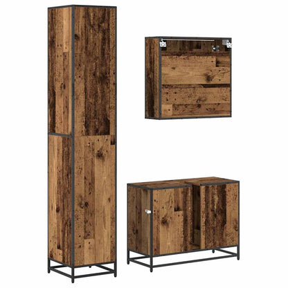 vidaXL Badezimmermöbel Set mit Tür 3 pcs Altholz 35 x 37,5 x 188,5 cm