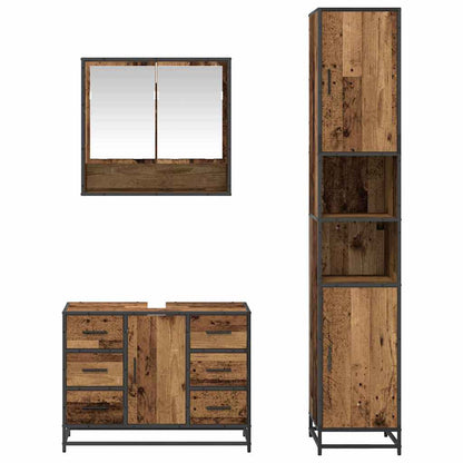 vidaXL Badezimmermöbel Set mit Tür 3 pcs Altholz 35 x 37,5 x 188,5 cm