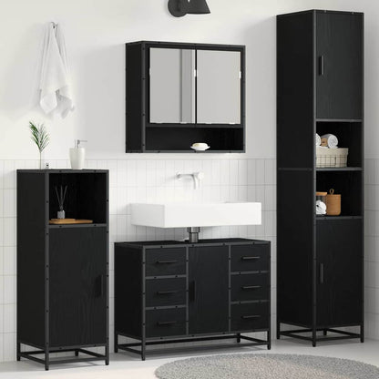vidaXL Badezimmermöbel-Set 3 pcs Schwarz Eichen-Optik Holzwerkstoff