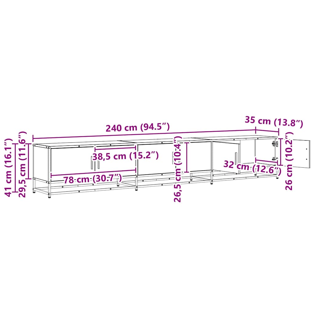 vidaXL TV-Einheiten 2 pcs Schwarz Eichen-Optik 240 x 35 x 41 cm