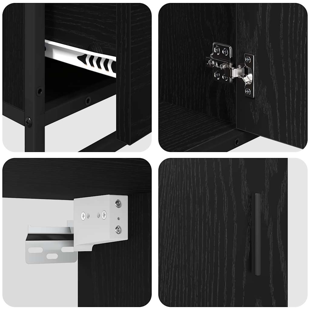 vidaXL Badezimmermöbel-Set 3 pcs Schwarz Eichen-Optik Holzwerkstoff